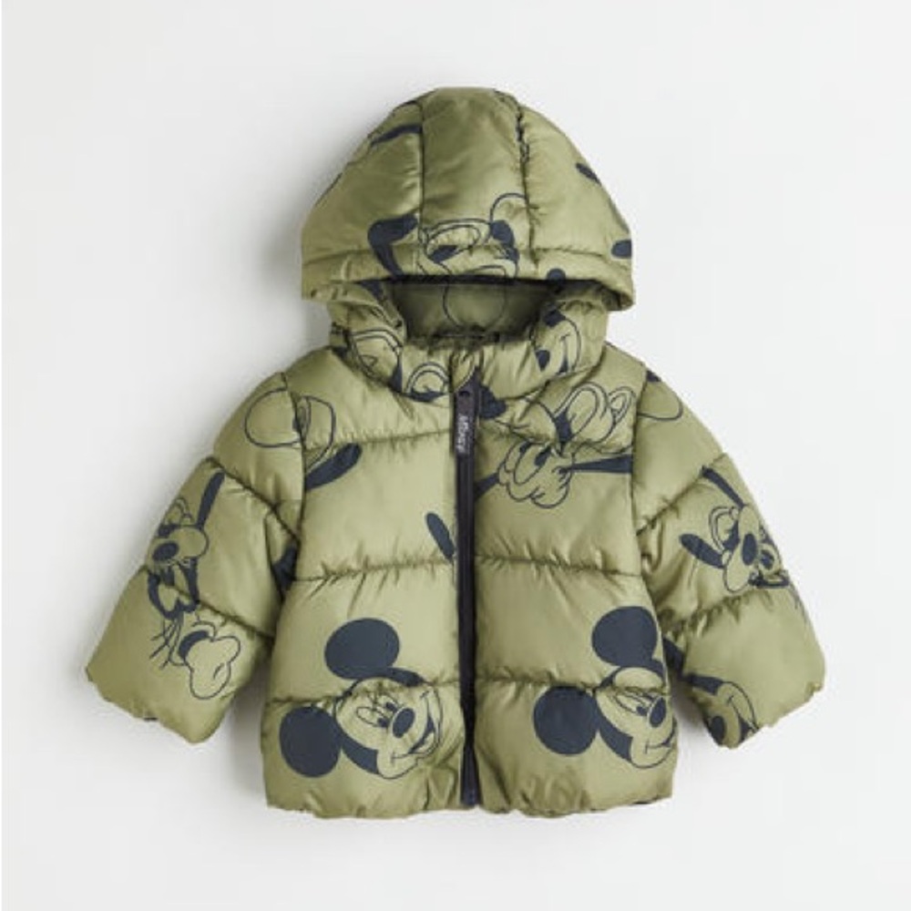 H&M Mickey Mouse Patterned Puffer Jacket